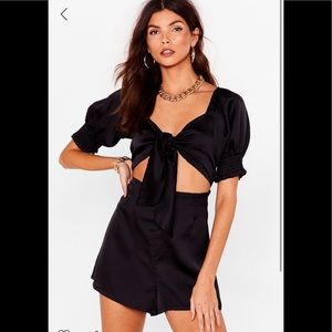 Satin Front Tie Romper - Nasty Gal